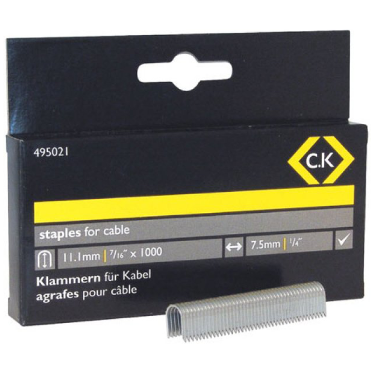 C.K Tools 495022 C.K Cable Staples 7.5mm wide x 14.2mm deep Box of 1000