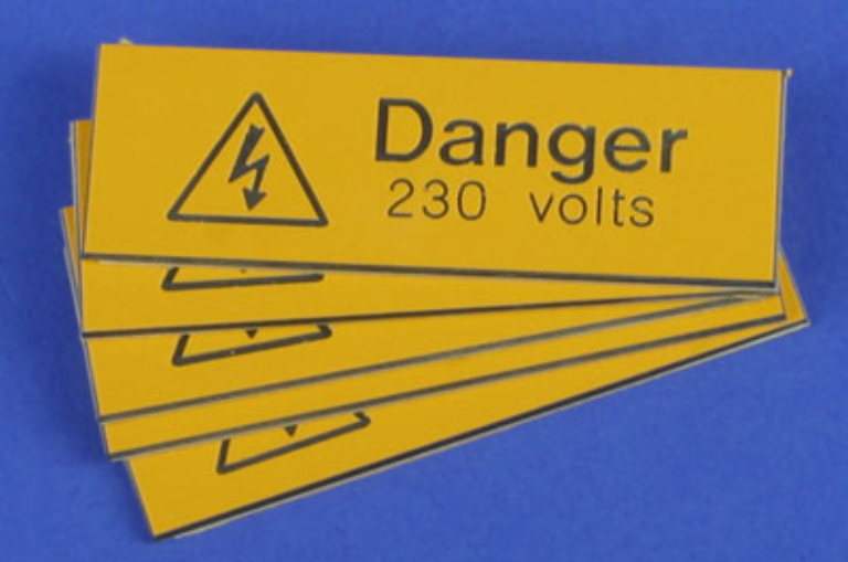 Ind Signs IS1105EN Danger 230V Label Pk5