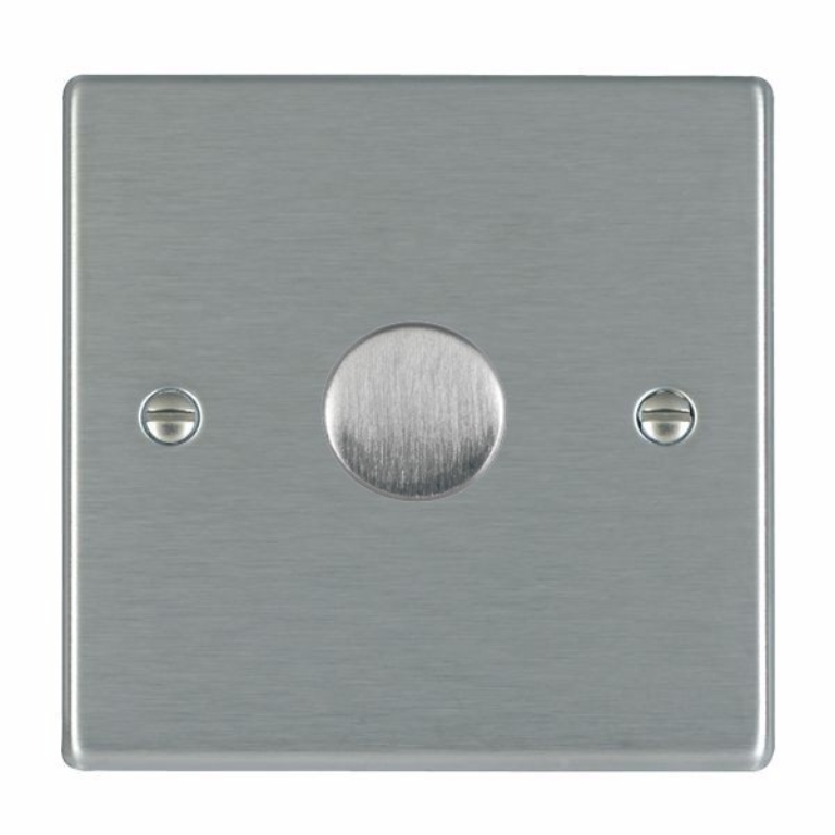 Hamilton Hartland Satin Stainless 1 Gang 600W 2 Way Leading Edge Push On/Off Resitive Dimmer