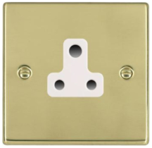 Hamilton Hartland Polished Brass 1 Gang 5A Unswitched Socket with White Plastic Inserts and White Surrounds