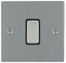 Hamilton Sheer Satin Stainless 1 Gang 10AX Intermediate Rocker Switch with Satin Stainless Inserts + Black Surround