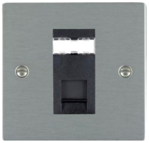 Hamilton Sheer Satin Stainless 1 Gang RJ45 CAT 5E Outlet Unshielded with Black Plastic Inserts