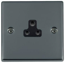 Hamilton Hartland Black Nickel 1 Gang 2A Unswitched Socket with Black Plastic Inserts and Black Surrounds