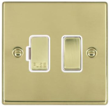 Hamilton Hartland Polished Brass 1 Gang 13A Double Pole Fused Spur with Polished Brass Inserts + White Surround