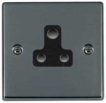 Hamilton Hartland Black Nickel 1 Gang 5A Unswitched Socket with Black Plastic Inserts and Black Surrounds