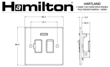 Hamilton Hartland Satin Stainless 1 Gang 13A Double Pole Fused Spur + Neon with Satin Stainless Inserts + Black Surround