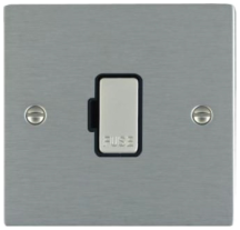 Hamilton Sheer Satin Stainless 1 Gang 13A Fuse Only with Satin Stainless Inserts and Black Surrounds