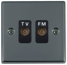 Hamilton Hartland Black Nickel Isolated TV/FM Diplexer 1 In/2 Out with Black Inserts