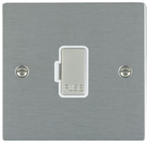 Hamilton Sheer Satin Stainless 1 Gang 13A Fuse Only with Satin Stainless Inserts and White Surrounds