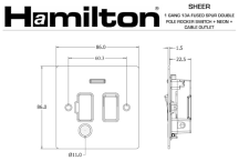 Hamilton Sheer Satin Stainless 1 Gang 13A Double Pole Fused Spur + Neon + Cable Outlet with Satin Stainless Steel Inserts + White Surround