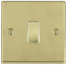 Hamilton Hartland Polished Brass 1 Gang 10AX 2W Rocker Switch with Polished Brass Inserts and White Surrounds