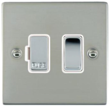 Hamilton Sheer Bright Stainless 1 Gang 13A Double Pole Fused Spur with Bright Chrome Inserts + White Surround
