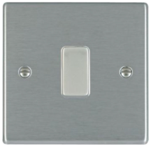 Hamilton Hartland Satin Stainless 1 Gang 10AX 2W Rocker Switch with Satin Stainless Inserts and White Surround