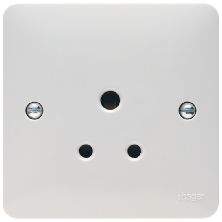 HAGER 1G UNSWITCHED 5A ROUND PIN SOCKET