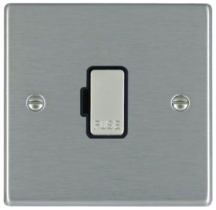 Hamilton Hartland Satin Stainless 1 Gang 13A Fuse Only with Satin Stainless Inserts and Black Surrounds