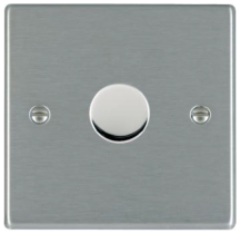 Hamilton Hartland Satin Stainless 1 Gang 400W 2 Way Leading Edge Push On/Off Resitive Dimmer