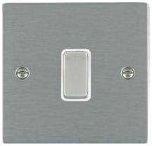 Hamilton Sheer Satin Stainless 1 Gang 20AX Double Pole Rocker Switch with White Inserts and White Surround