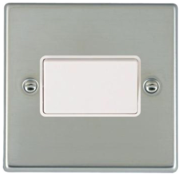 Hamilton Hartland Bright Stainless 1G 10A Triple Pole Rocker Switch with White Plastic Inserts + White Surround