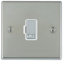 Hamilton Hartland Bright Stainless 1 Gang 13A Fuse Only with Bright Chrome Inserts + White Surround