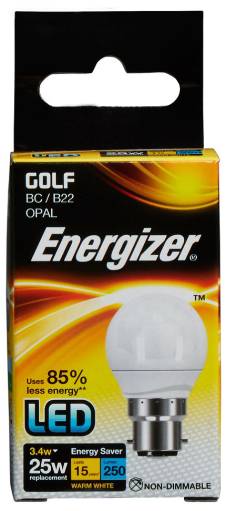 Energizer Lamp S8834 LED Golf Ball B22 3.4W 2700K