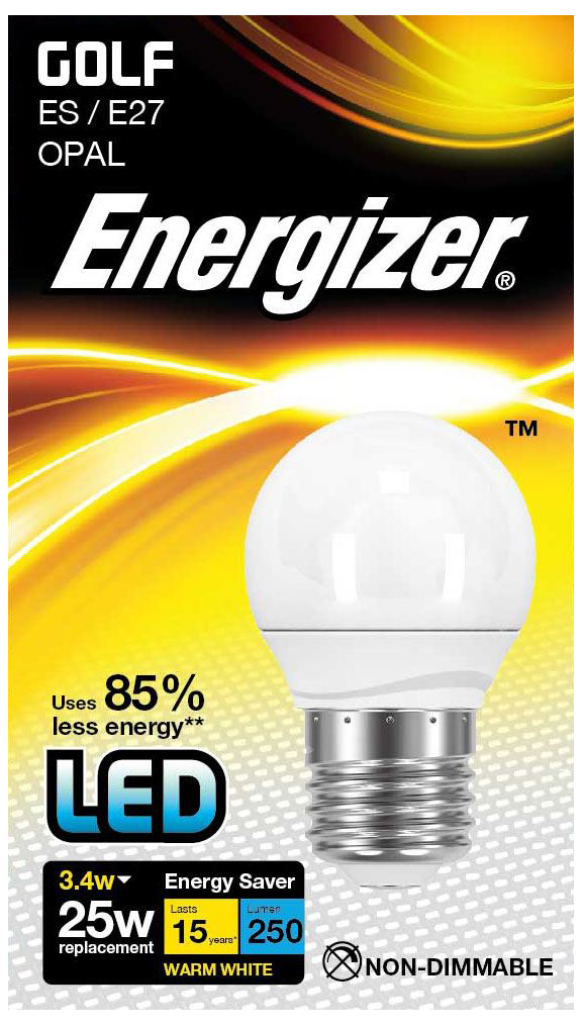 Energizer Lamp S8836 LED Golf Ball E27 3.4W 2700K