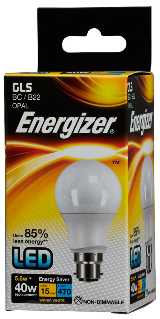 Energizer Lamp S8857 LED GLS B22 5.6W 2700K