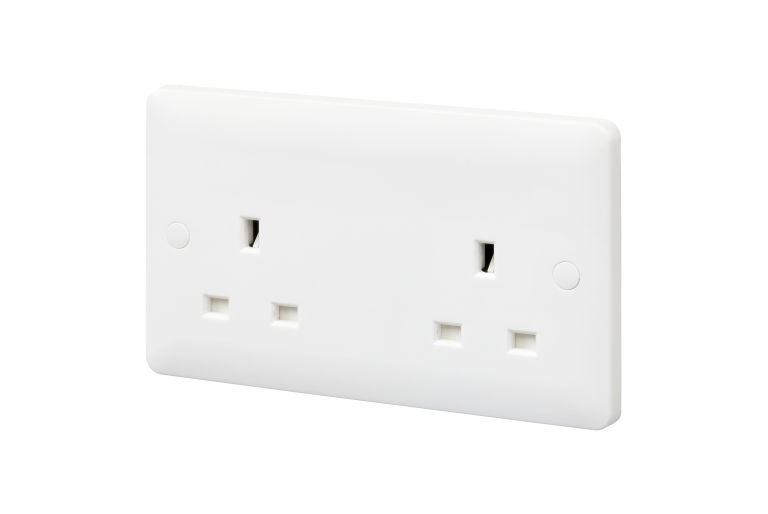 MK Base MB781WHI 13A 2 Gang Socket Unswitched