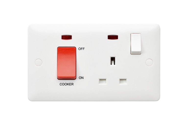 MK Base MB5061WHI 45A Double Pole Cooker Control Unit + Neon