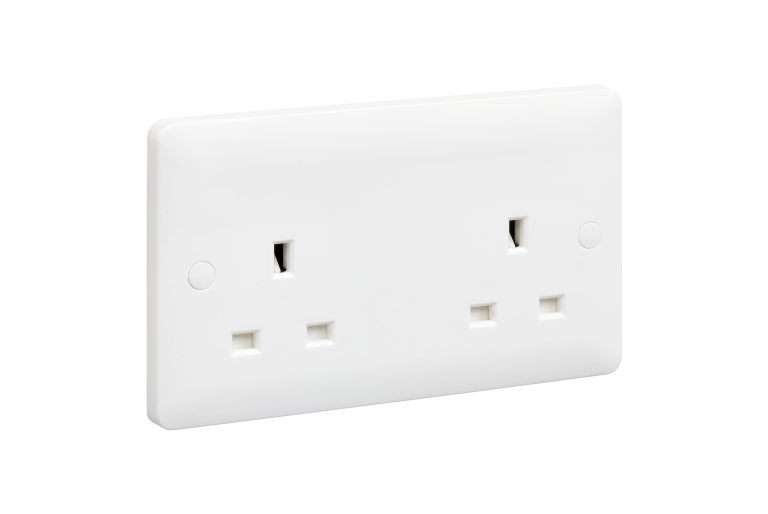 MK Base MB781WHI 13A 2 Gang Socket Unswitched