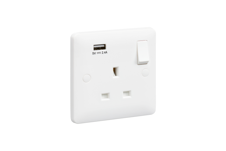 MK Base MB24354WHI 13A 1 Gang Double Pole Switched Socket