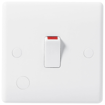 BG White Round Edge 20 Amp Double Pole Switch with Flex Outlet