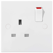 BG White Square Edge 1 Gang Double Pole 13A Switched Socket