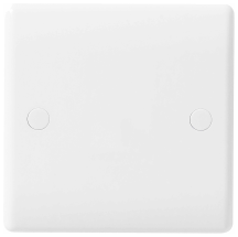 BG White Round Edge 25 Amp Flex Outlet Plate with Bottom Entry