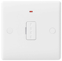 BG White Round Edge 13 Amp Unswitched & Fused Connection Unit with Neon