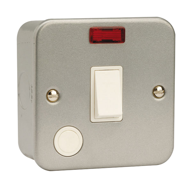 Control Switch 20A With Mounting Box, Neon & Flex Outlet, Metal Clad 