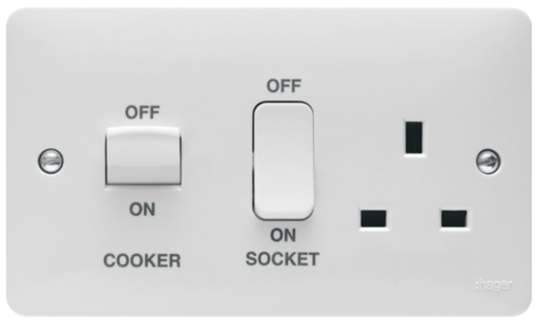 HAGER 2G 50A COOKER CONNECTION UNIT + SOCKET