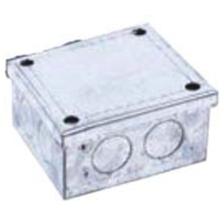 GALVANISED STEEL 9X9X4 ADAPTABLE BOX WITH KNOCKOUTS