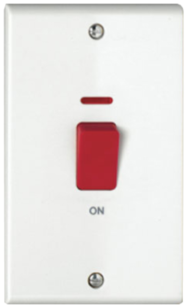 Deta S1301P 45A Double Pole Tall with Neon Red Switch