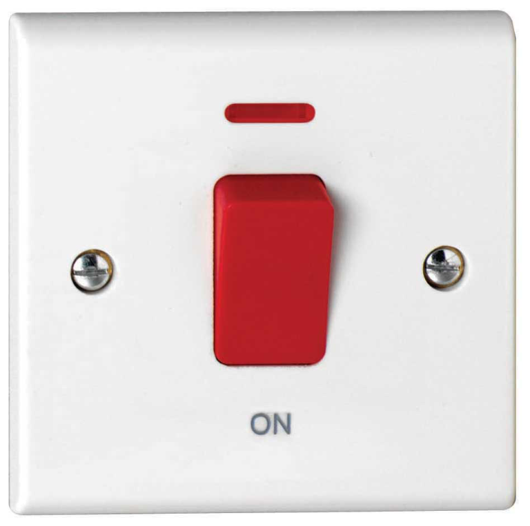 Deta S1300P 45A Double Pole Red Switch with Neon