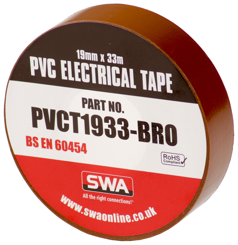 PVC Electrical Insulation Tape 19mm x 33m Brown