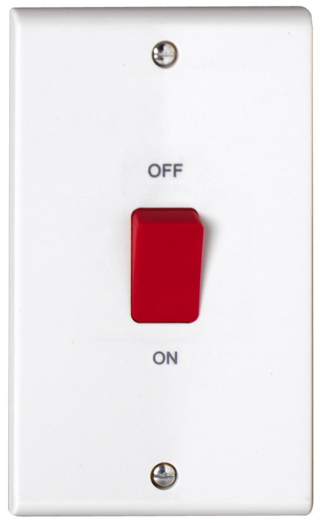 Deta S1301 45A Double Pole Tall Red Switch