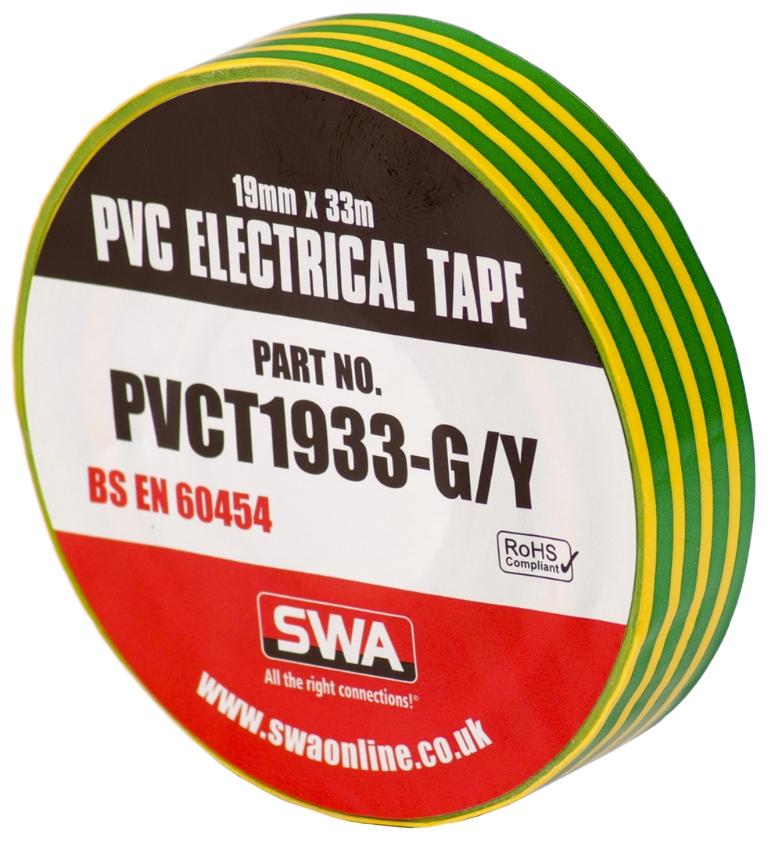 PVC Electrical Insulation Tape 19mm x 33m Green/Yellow