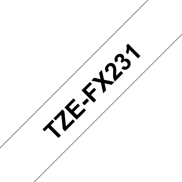 Brother TZFX231 Black on White Gloss Laminated P-touch labelling tape 12mm x 8m