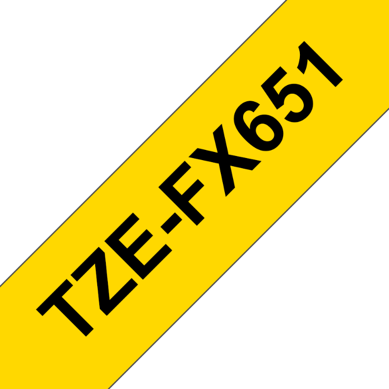 Brother TZFX651 Black on Yellow Gloss Laminated P-touch labelling tape 24mm x 8m