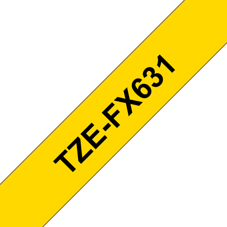 Brother TZFX631 Black on Yellow Gloss Laminated P-touch labelling tape 12mm x 8m