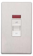 Aspect 45A DP Switch Neon Brushed Stainless Steel White Insert