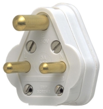 MK Plug Tops 505WHI White Round Pin Plug 5A 