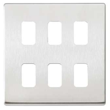 Aspect 6 Module Front Plate with Frame Brushed Stainless Steel