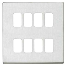 Aspect 8 Module Grid Plate + Frame Brushed Stainless Steel