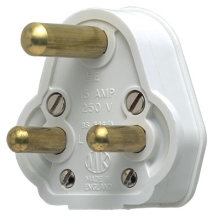MK Plug Tops 515WHI White Round Pin Plug 15A  